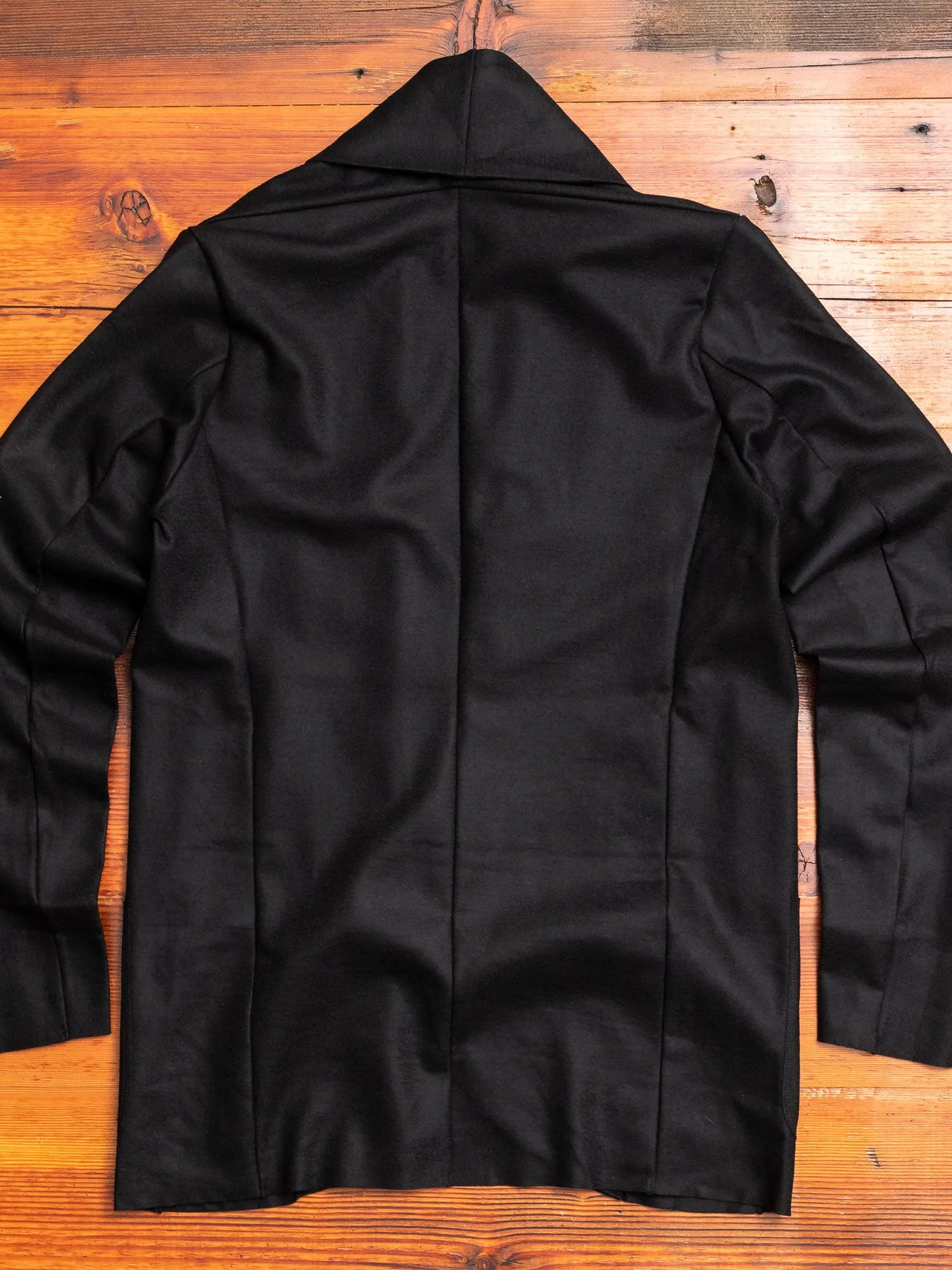 Stole Collar Cardigan in Black Wool