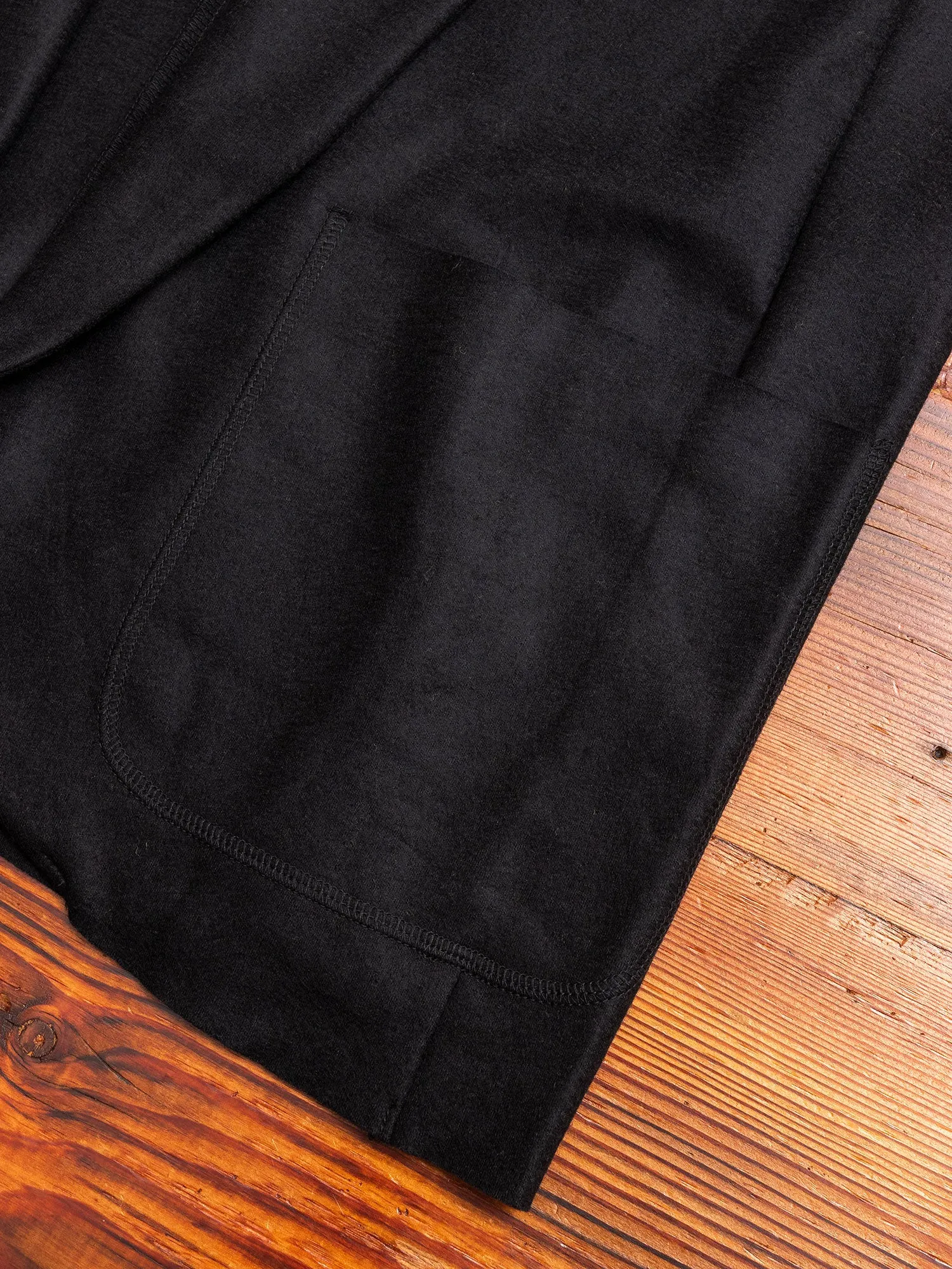 Stole Collar Cardigan in Black Wool