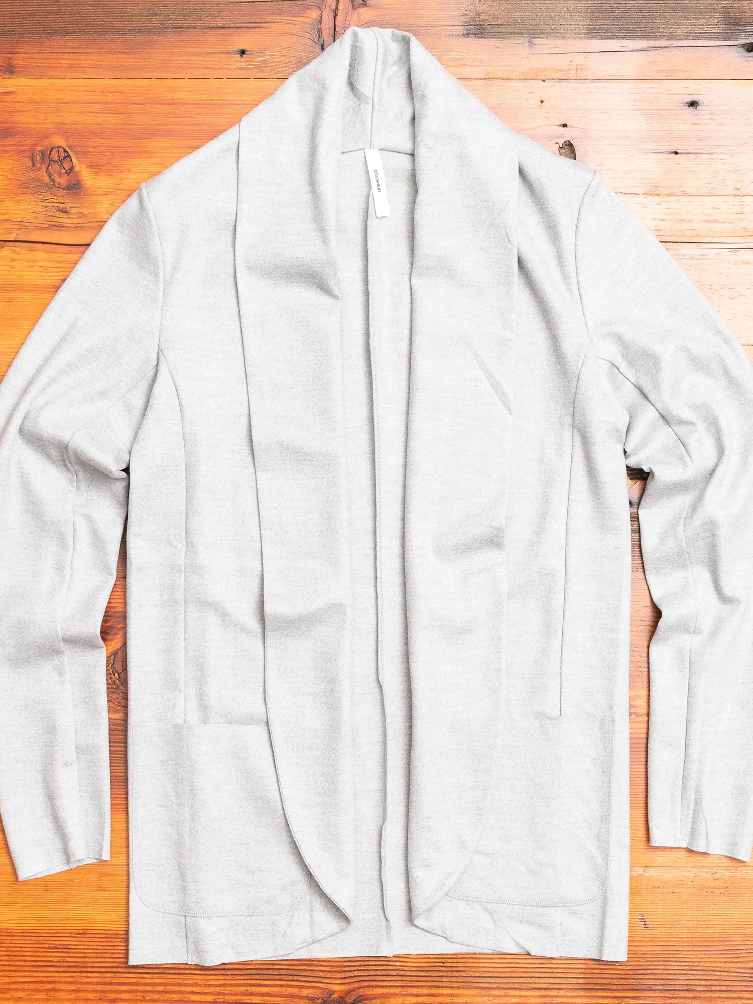 Stole Collar Cardigan in Grey Wool