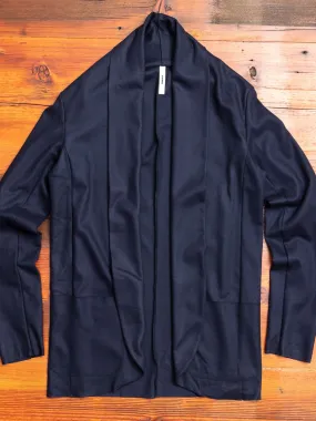 Stole Collar Cardigan in Navy Wool