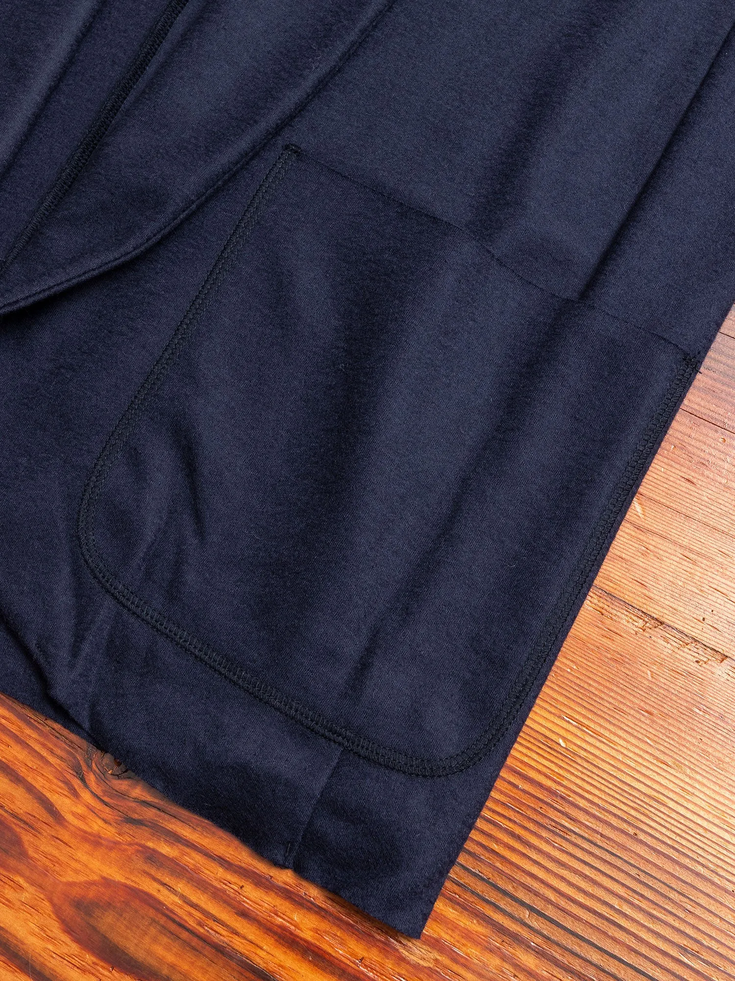 Stole Collar Cardigan in Navy Wool