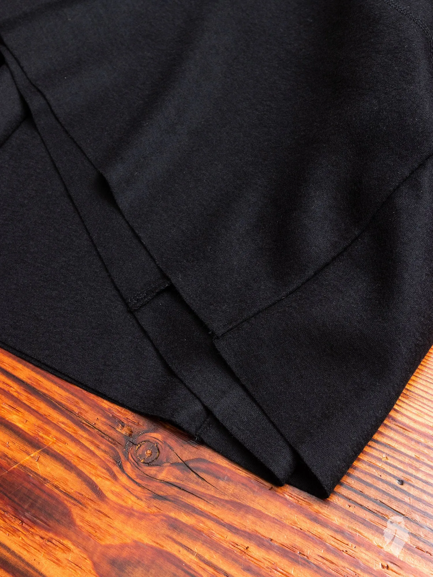 Stole Collar Long Cardigan in Black Wool
