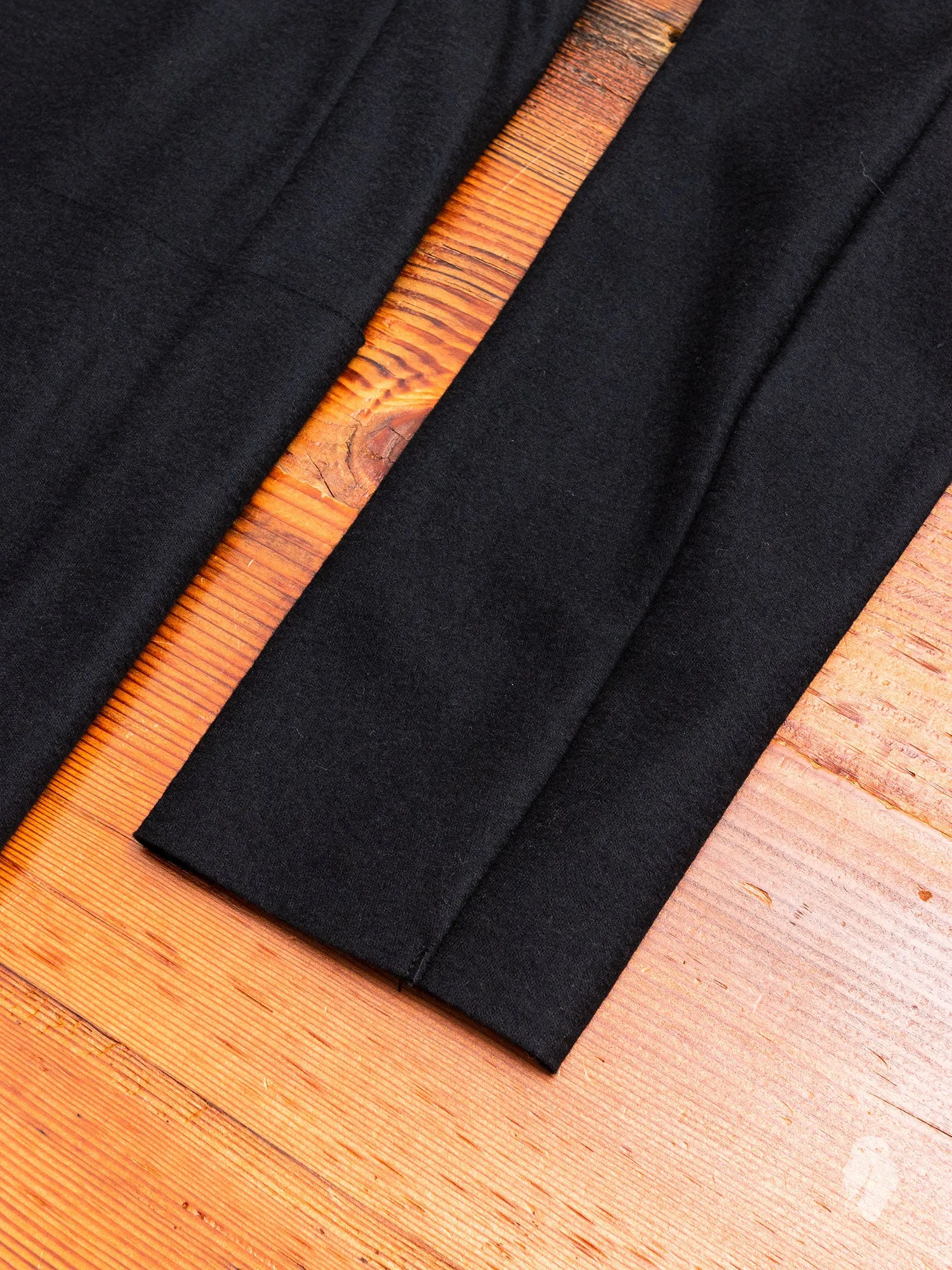 Stole Collar Long Cardigan in Black Wool