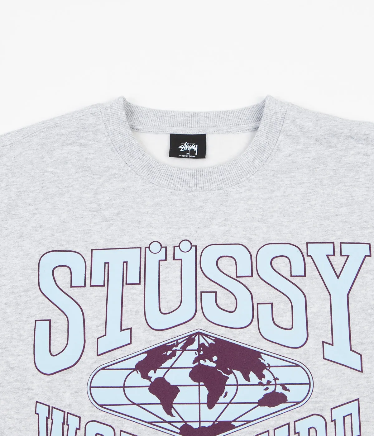 Stussy Worldwide Crewneck Sweatshirt - Ash Heather