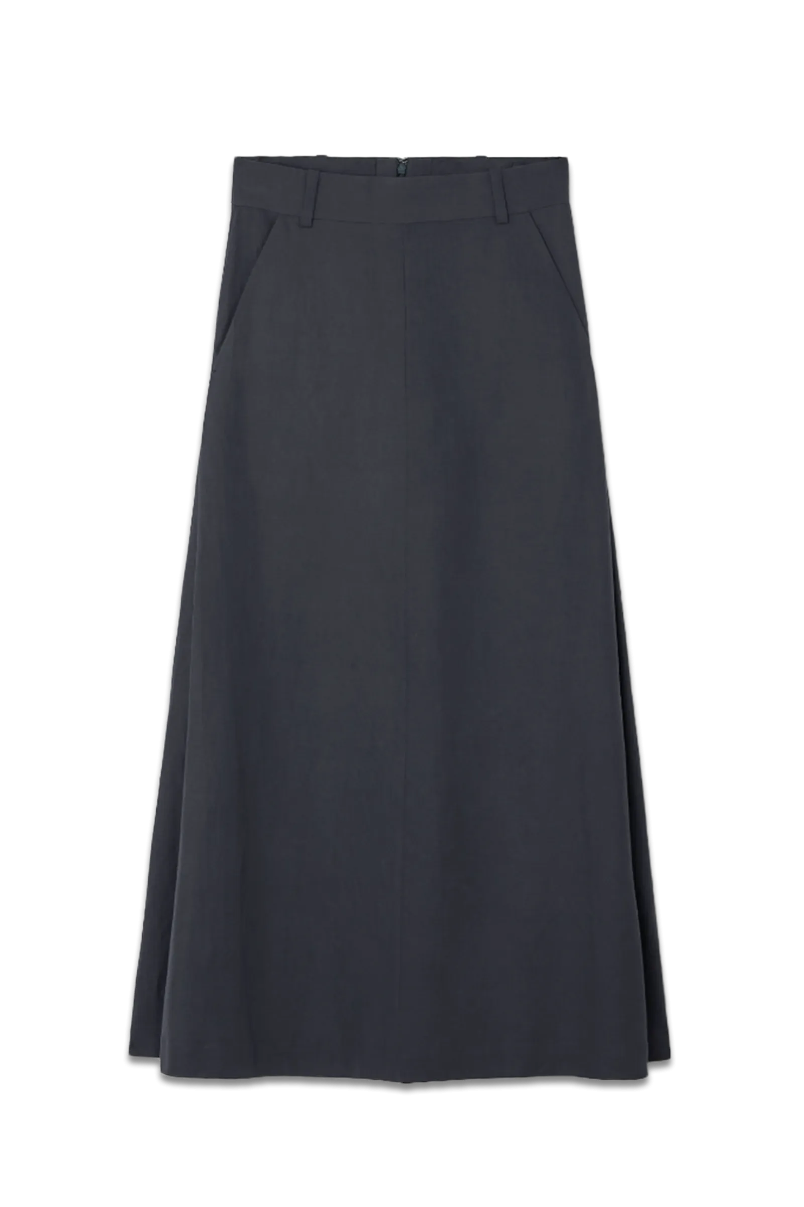 Tailored Linen-Blend Midi Skirt