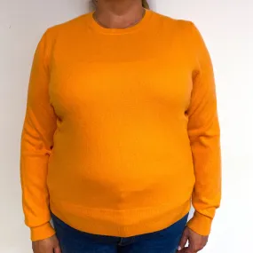 Tangerine Orange Cashmere Crew Neck Jumper Extra Large