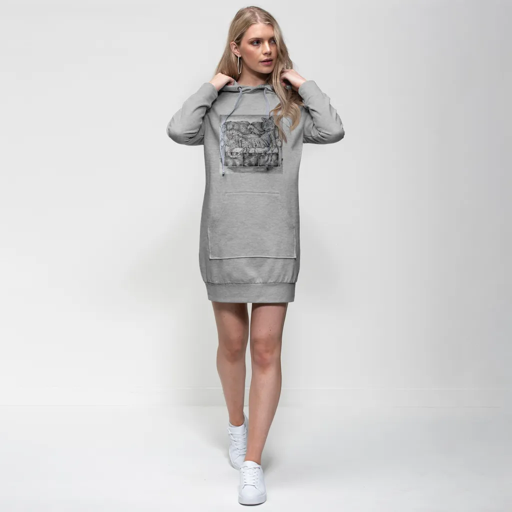 Tiger on a Couch Premium Adult Hoodie Dress
