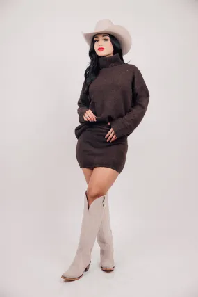 Turtleneck Sweater and Mini Skirt Set
