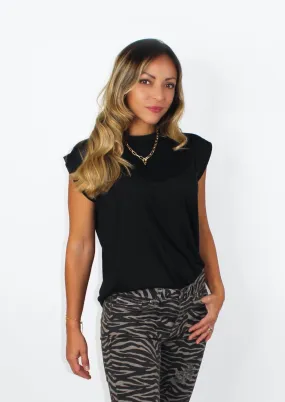 Womens tee with rolled cuff