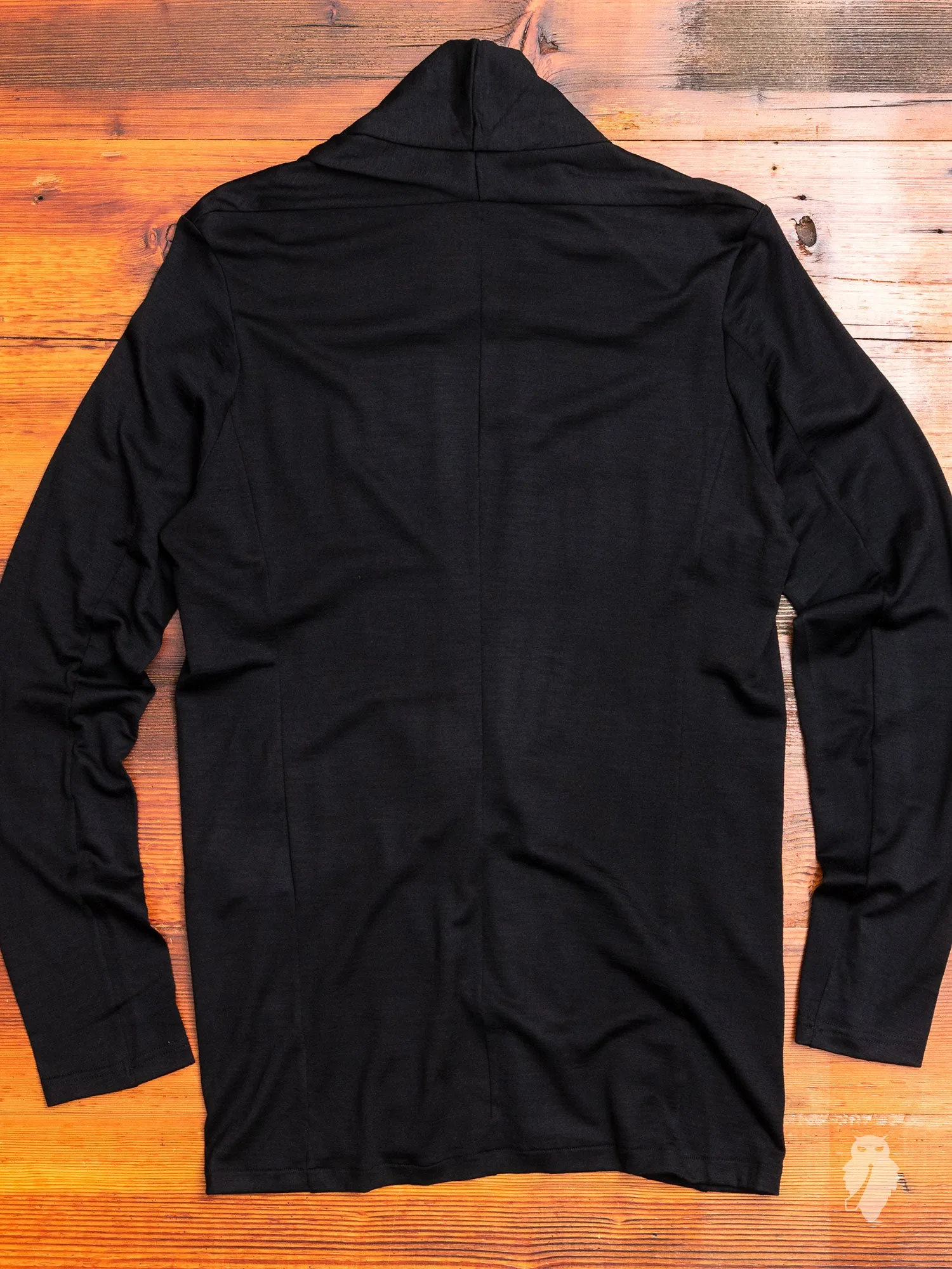 Wool Stole Collar Cardigan in Black