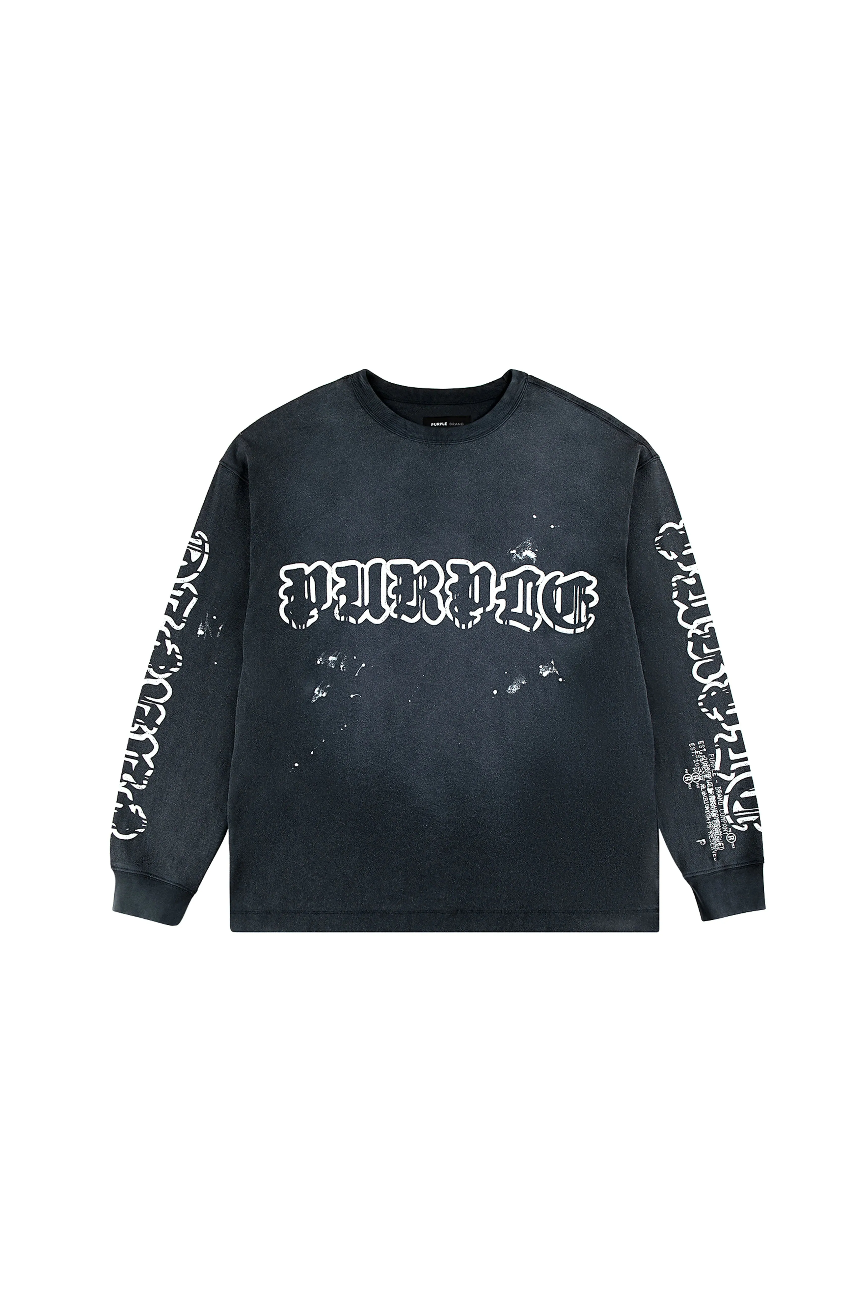 Worn Gothic Wordmark Long Sleeve Tee (Black) - P204-JWGW125