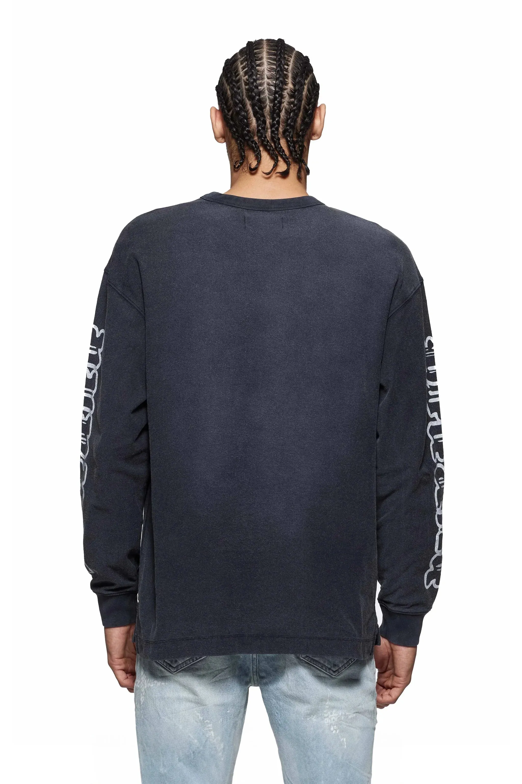 Worn Gothic Wordmark Long Sleeve Tee (Black) - P204-JWGW125