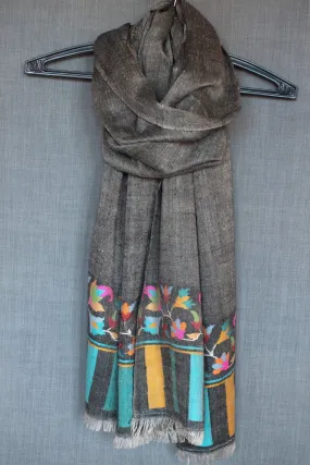 Zamaan Cashmere Scarf, Pure Pashmina Wrap, Kashmiri Kani Weaving, Handmade, 28x80"